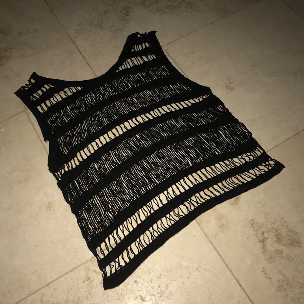 Black Knitted String Top - Picture 3 of 6